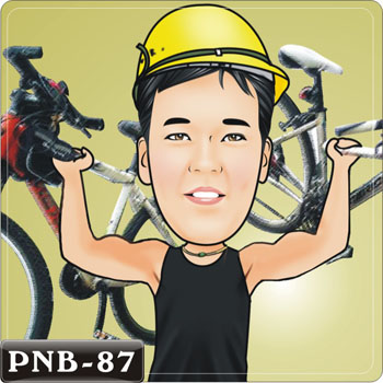 自行車男孩人像Q版漫畫PNB-87